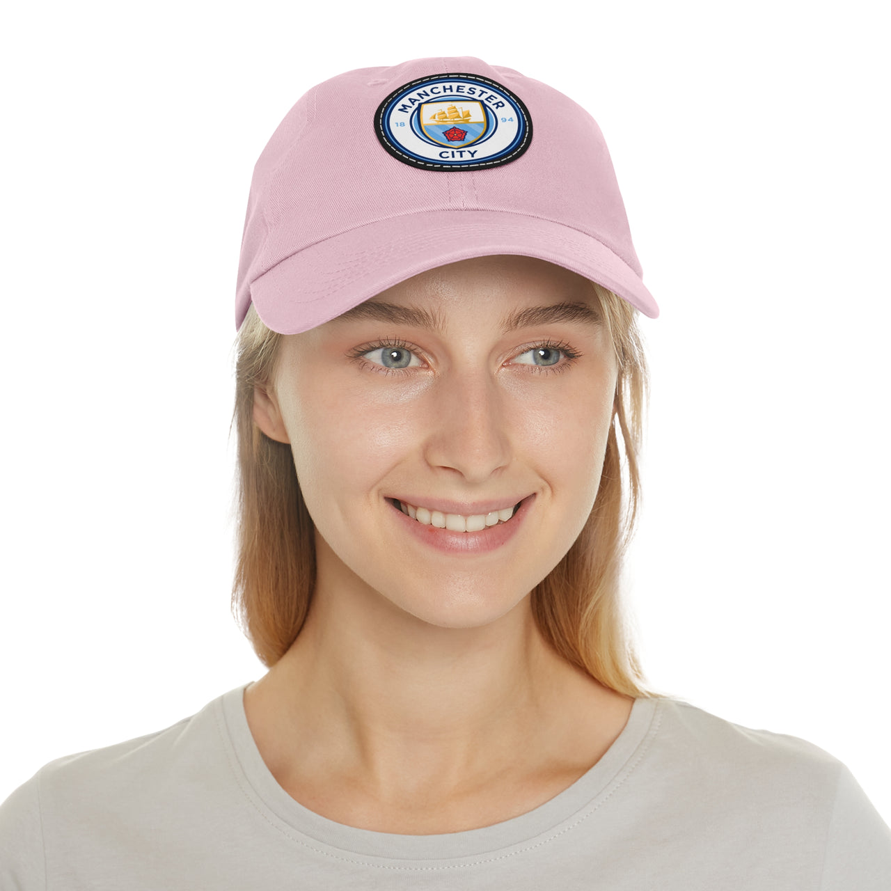 Manchester City Dad Hat with Leather Patch (Round)