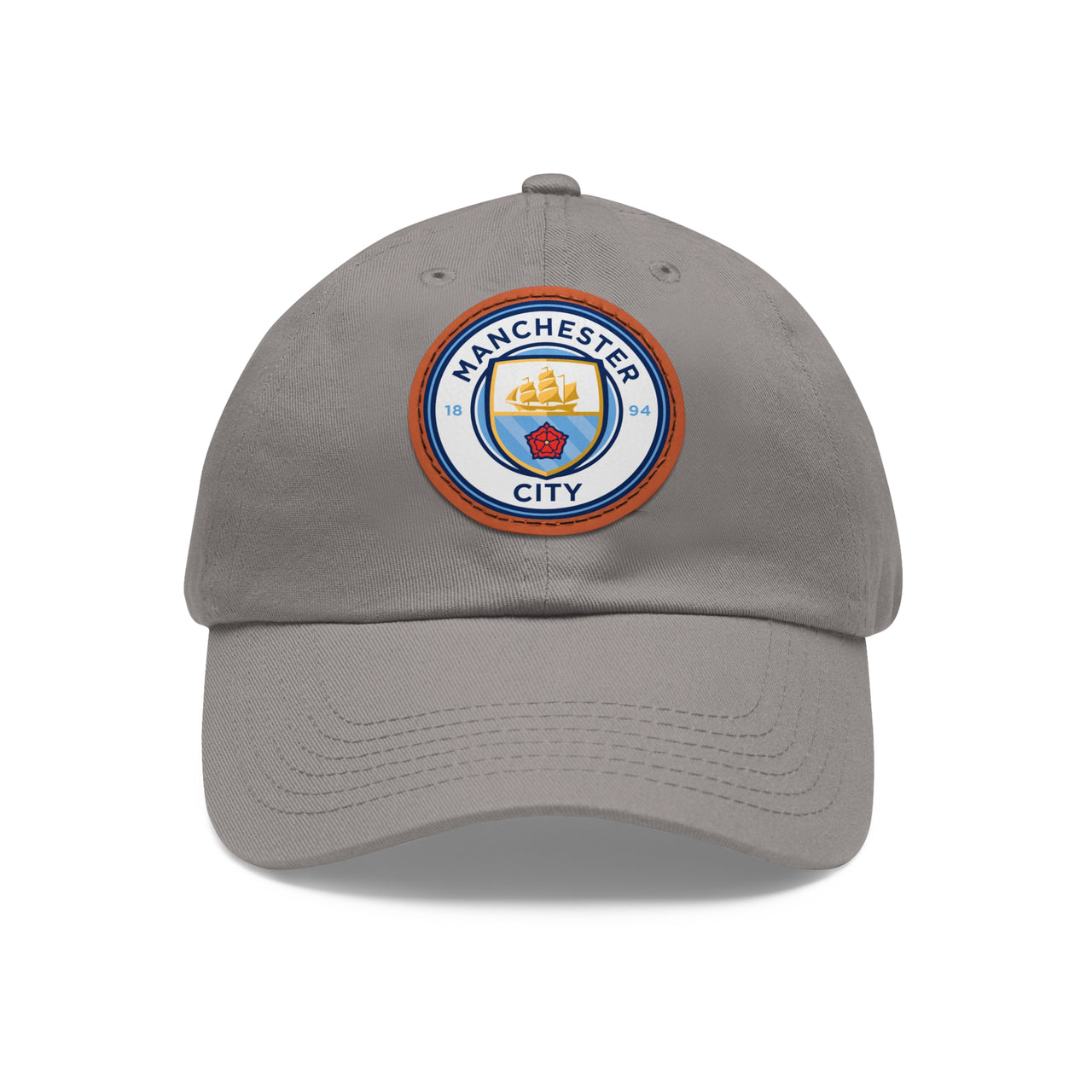 Manchester City Dad Hat with Leather Patch (Round)