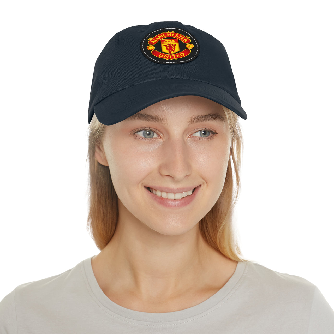 Manchester United Dad Hat with Leather Patch (Round)