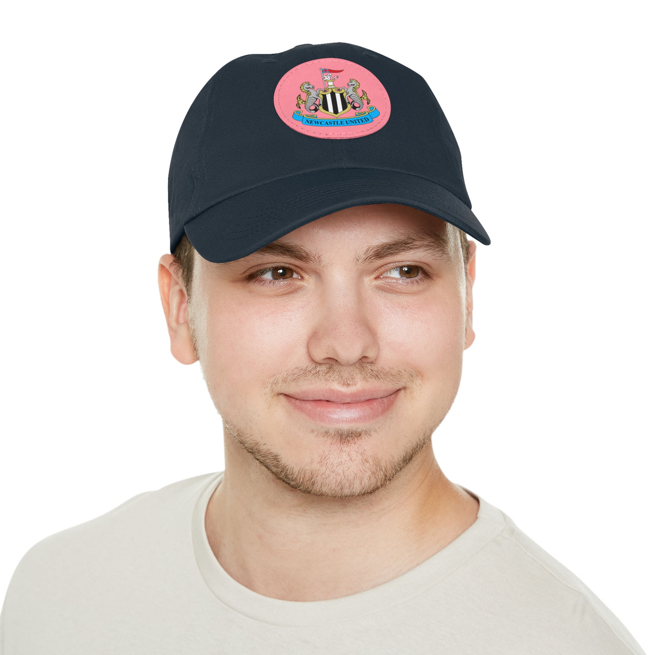 Newcastle Dad Hat with Leather Patch (Round)