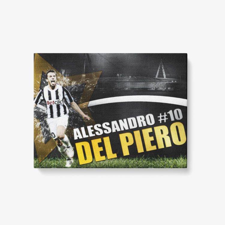 Alessandro Del Piero 1 Piece Canvas Wall Art for Living Room - Framed Ready to Hang 24"x18"